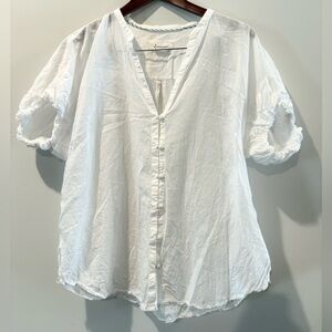 Anthropologie White Button-Down Blouse Size XL